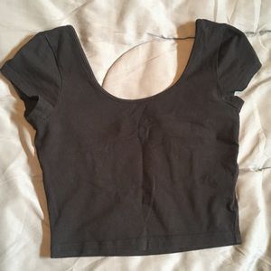 Charlotte Russe Black Open Back Crop Top